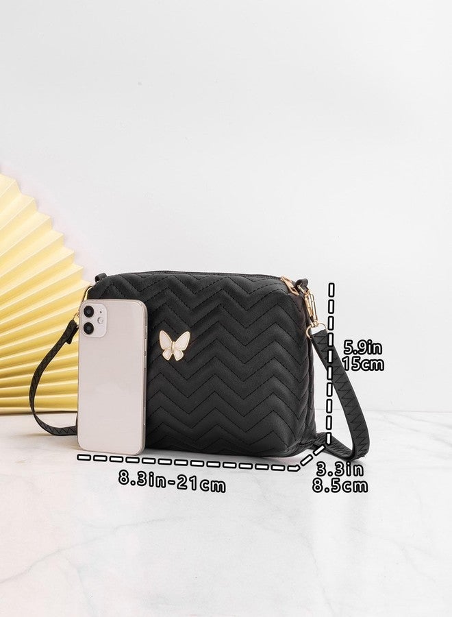 Vintage Vegan Leather Women Sling Bag | Black Color - Image 4